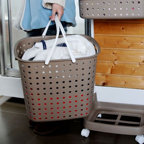 日本进口双层脏衣篮塑料大号洗涤筐洗衣篮衣服收纳篮脏衣桶脏衣篓